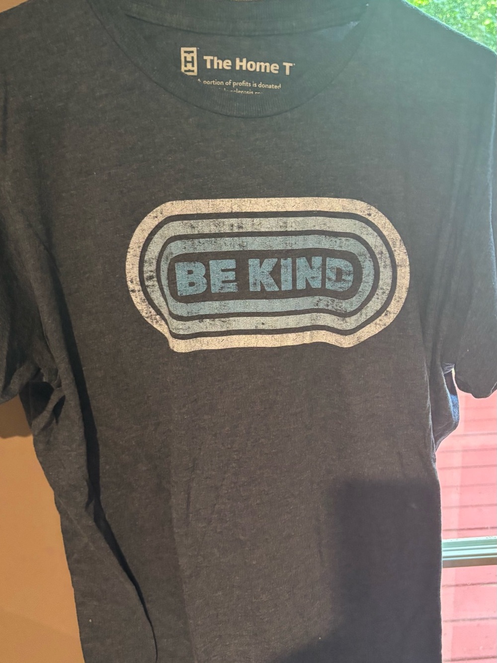 The Home T Men's 'Be Kind' Short Sleeve Tee - Charcoal/Blue
